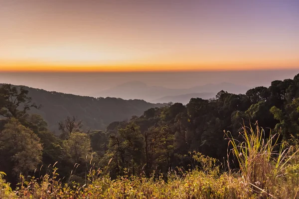 Схід сонця в Doi Inthanon, гірський вид туманний ранок один по одному — стокове фото