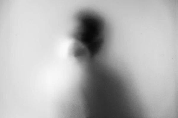 Shadow Blur Man Wear Mask Prevent Infection Background Καταπολέμηση Μεταδοτικών — Φωτογραφία Αρχείου