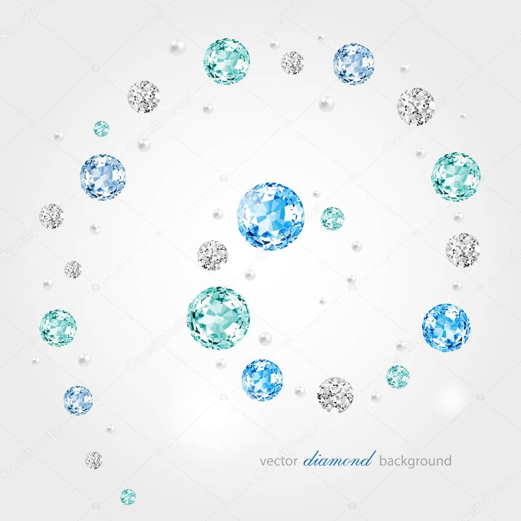 Abstract color background with diamonds and pearls