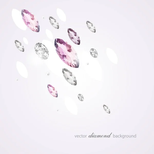 Brillante Vector Lluvia Rosa Fondo Abstracto Con Diamantes Forma Ovalada — Archivo Imágenes Vectoriales