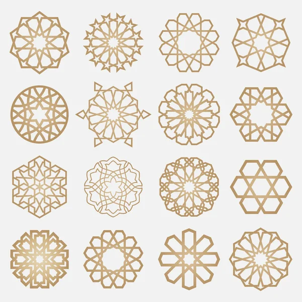 Conjunto Vetores Modelos Design Logotipo Símbolos Estilo Arábico Ornamental Decoração —  Vetores de Stock