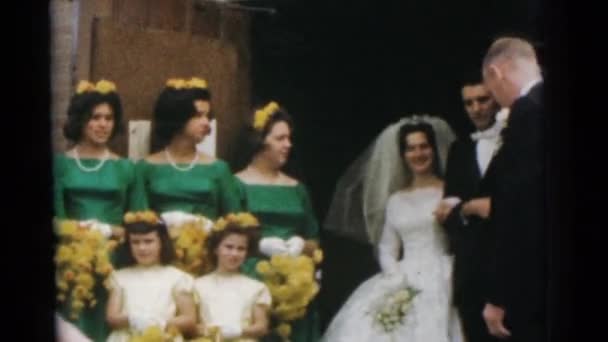 Στέκεται στην γραμμή τους καλεσμένους του γάμου — Αρχείο Βίντεο