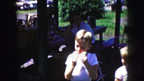 Boy eating watermelon — Stock Video