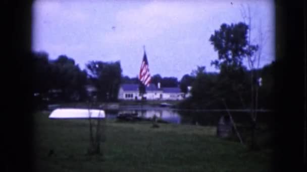 風になびかせてアメリカの旗 — ストック動画