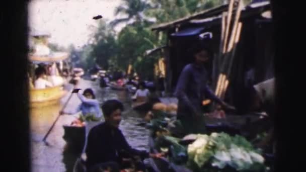 Vodní trh v Bangkoku — Stock video