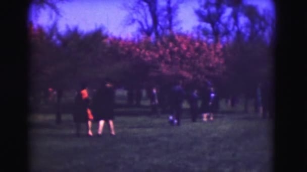 Mensen lopen in de herfst park — Stockvideo