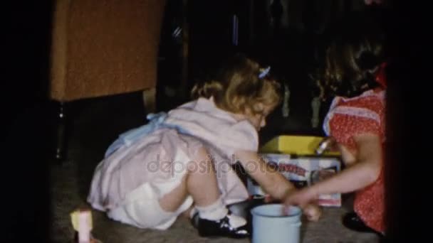 Little girls playing with toys — Stockvideo