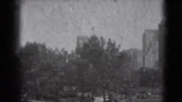 Παρατηρώντας την θέα της πόλης και τα δέντρα — Αρχείο Βίντεο