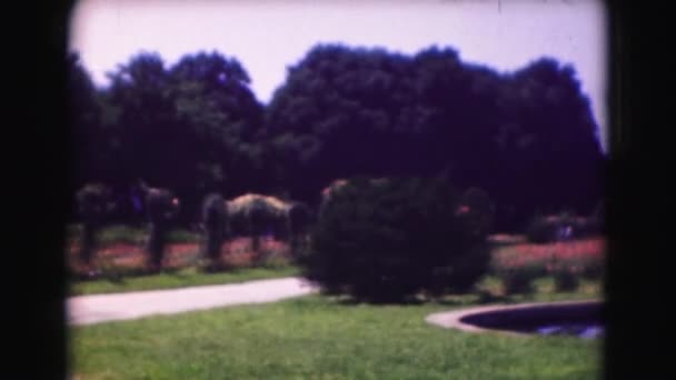 Observando la vista del jardín con la gente — Vídeos de Stock