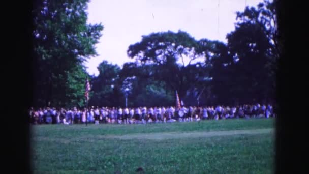 Men in costumes marching — Stock Video