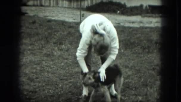 Mujer jugando con perro — Vídeo de stock