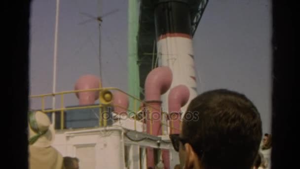 Man on cruise ship watching smoke — Stock Video