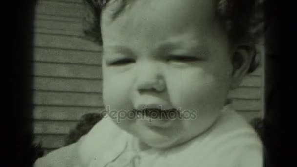 Close up view of child on hands — Stock Video