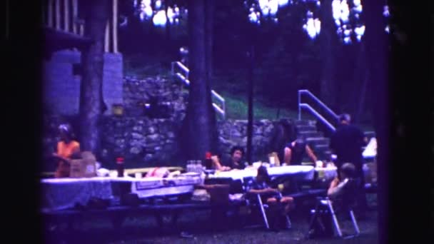 Пикник в лесу — стоковое видео