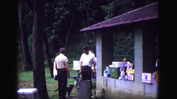 Un picnic en una zona forestal — Vídeos de Stock