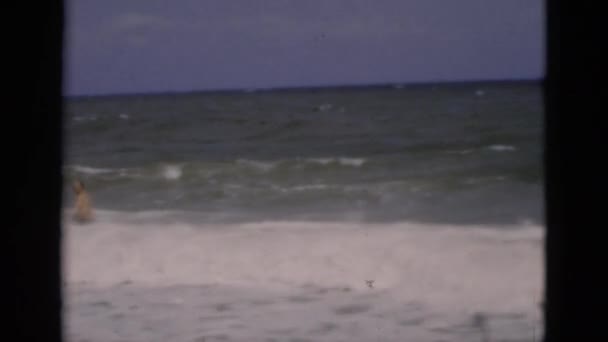 Gente jugando en olas marinas — Vídeos de Stock