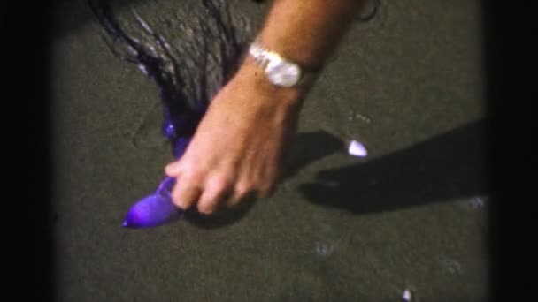 Вигину медуз на пляжі — стокове відео