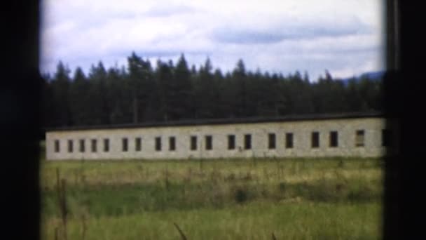 Edificio abandonado cerca del bosque — Vídeos de Stock