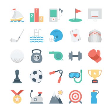 Spor ve oyunlar renkli vektör simgeler 2