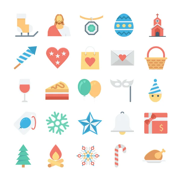 Christmas and Easter Colored Vector Icons 2 — Stock Vector