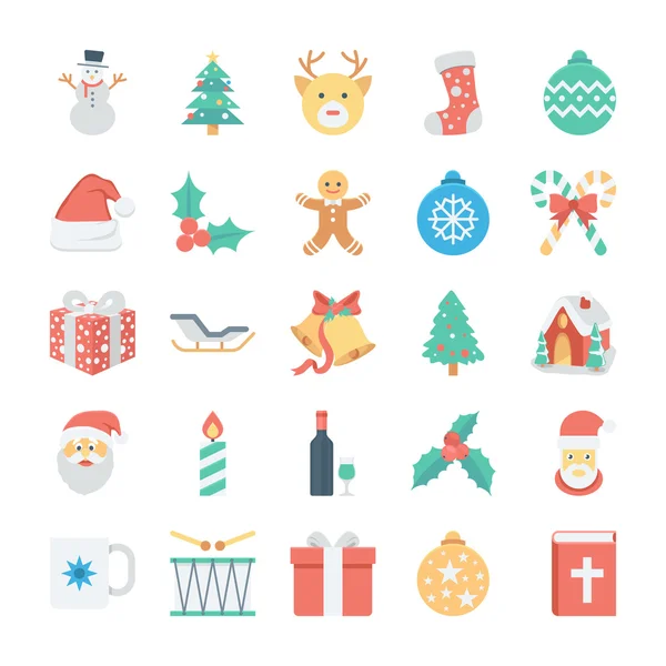 Christmas and Easter Colored Vector Icons 1 — Stock Vector