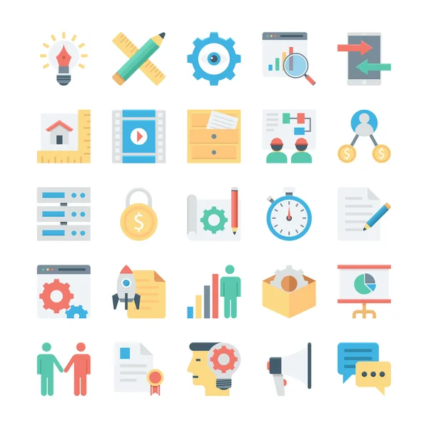 Project Management Colored Vector Icons 3 — Stock Vector