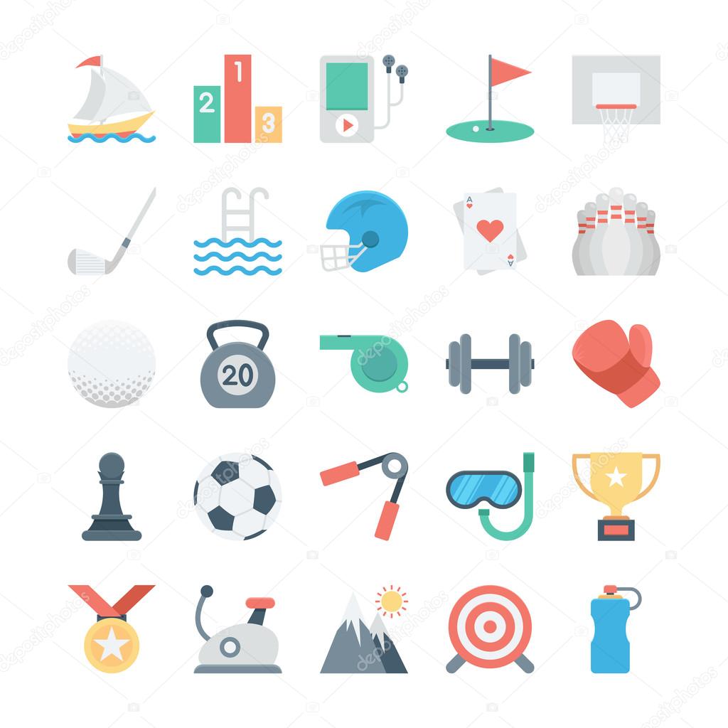 Sports and Games Colored Vector Icons 2