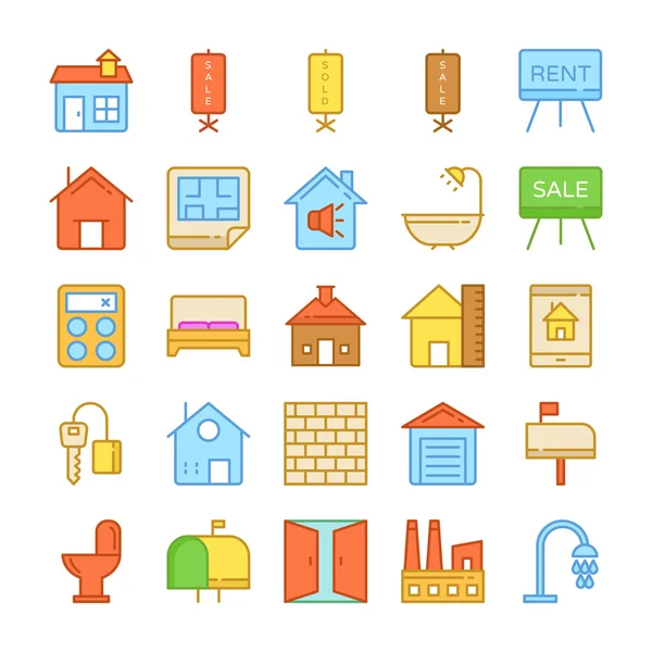 Iconos de vectores de color de bienes raíces 5 — Vector de stock