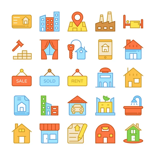 Iconos de vectores de color de bienes raíces 6 — Vector de stock