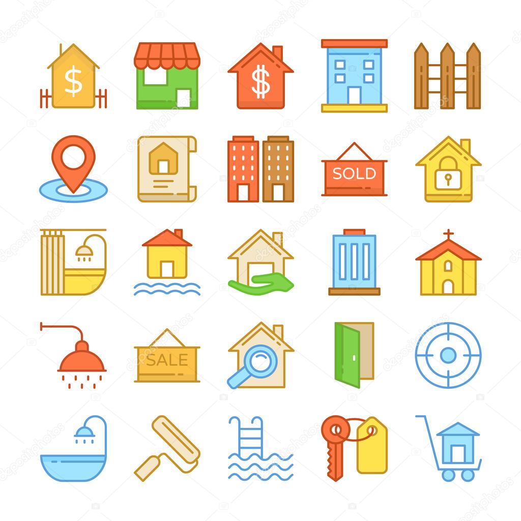 Real Estate Colored Vector Icons 2