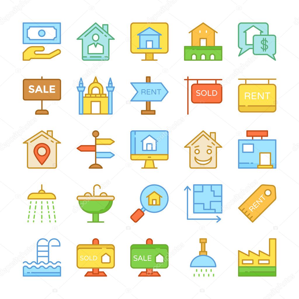 Real Estate Colored Vector Icons 3