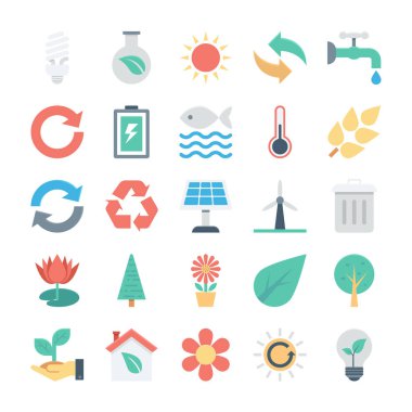 Doğa ve ekoloji vektör simgeler 1 renkli