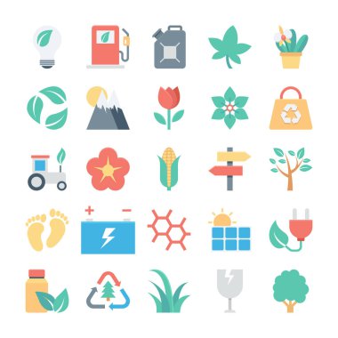 Doğa ve ekoloji vektör simgeler 3 renkte
