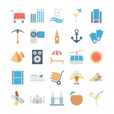 Seyahat ve Turizm vektör simgeler 3 renkte
