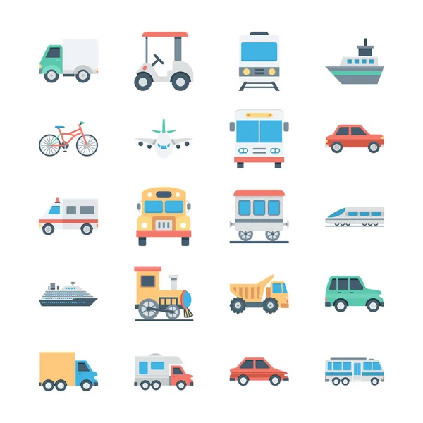 Transportes iconos vectoriales de colores 1 — Vector de stock