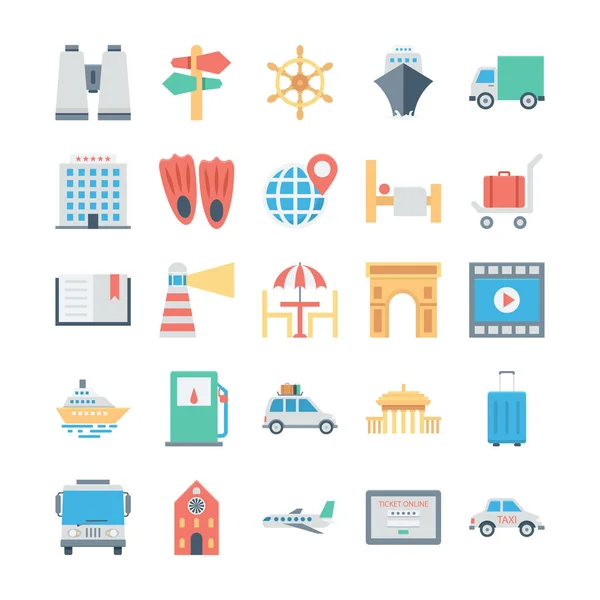 Viajes y turismo Iconos vectoriales de colores 5 — Vector de stock