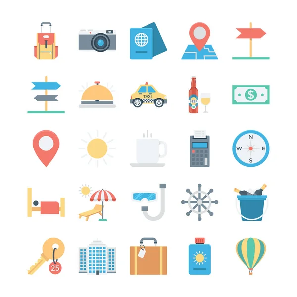 Travel and Tourism Colored Vector Icons 1 — Stock Vector