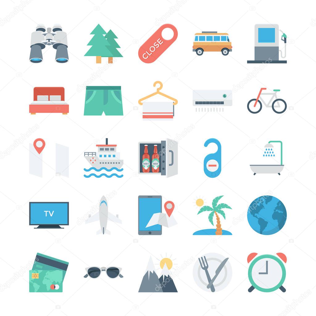 Travel and Tourism Colored Vector Icons 2