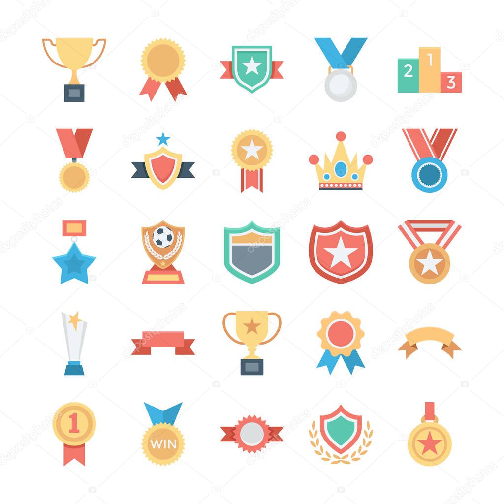 Vote and Rewards Colored Vector Icons 1