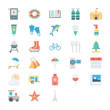 Yaz ve tatil renkli vektör simgeler 3