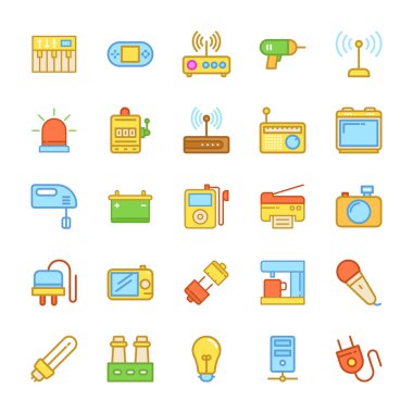 Elektronik renkli vektör simgeler 5