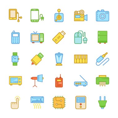 Elektronik renkli vektör simgeler 6