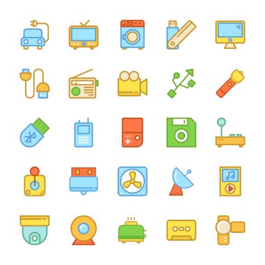 Elektronik renkli vektör simgeler 7