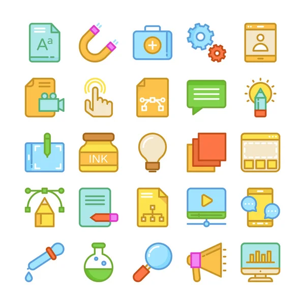 Web Design and Development Colored Vector Icons 2 — Stock Vector