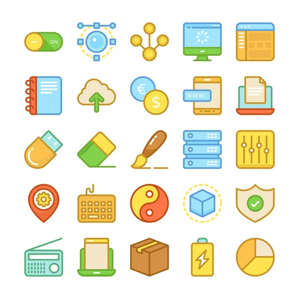 Web Design and Development Colored Vector Icons 5 — Stock Vector
