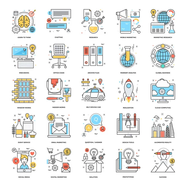 Iconos de línea de color plano 11 — Vector de stock