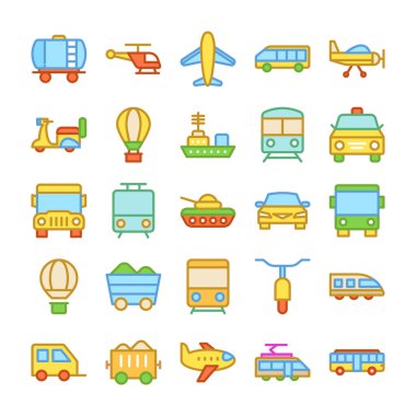 Transport Colored Vector Icons 1 clipart