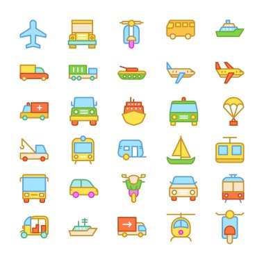 Transport Colored Vector Icons 3 clipart