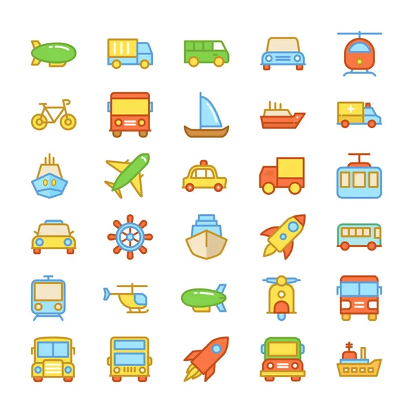 Transport Colored Vector Icons 4 — Stock Vector