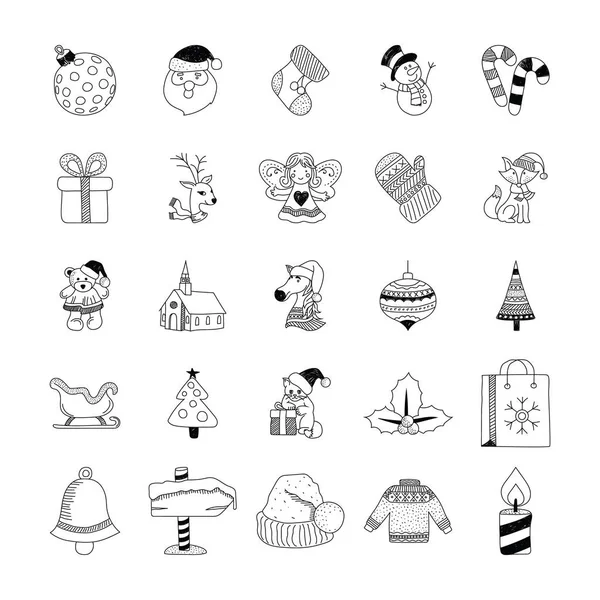 Caniches dessinées à la main de Noël 1 — Image vectorielle